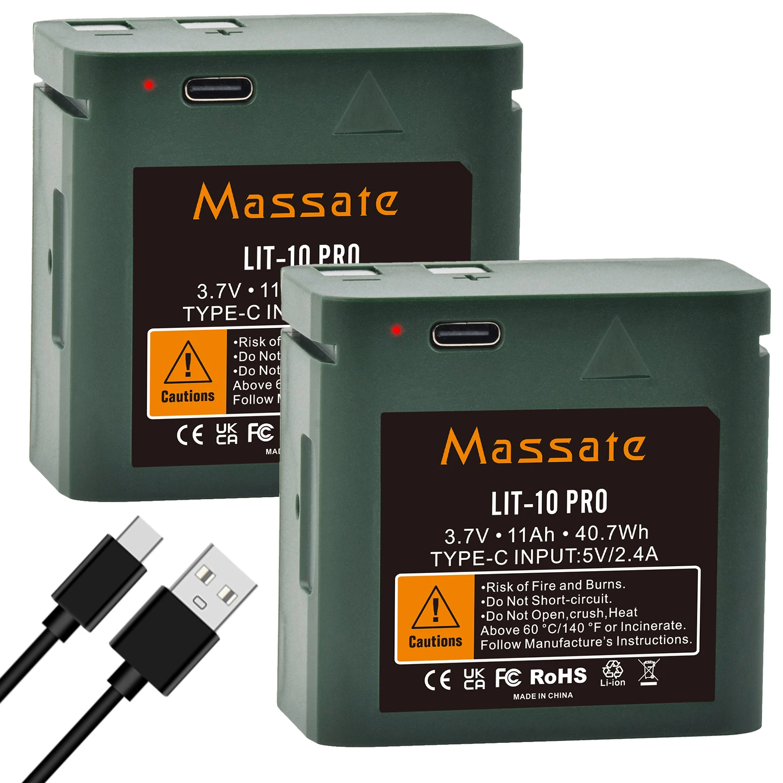 Batterie au lithium rechargeable Massate LIT-10 LIT-10 Pro 11Ah pour caméra de chasse SPYPOINT LM2/Link-Micro/Cell-Link Series
