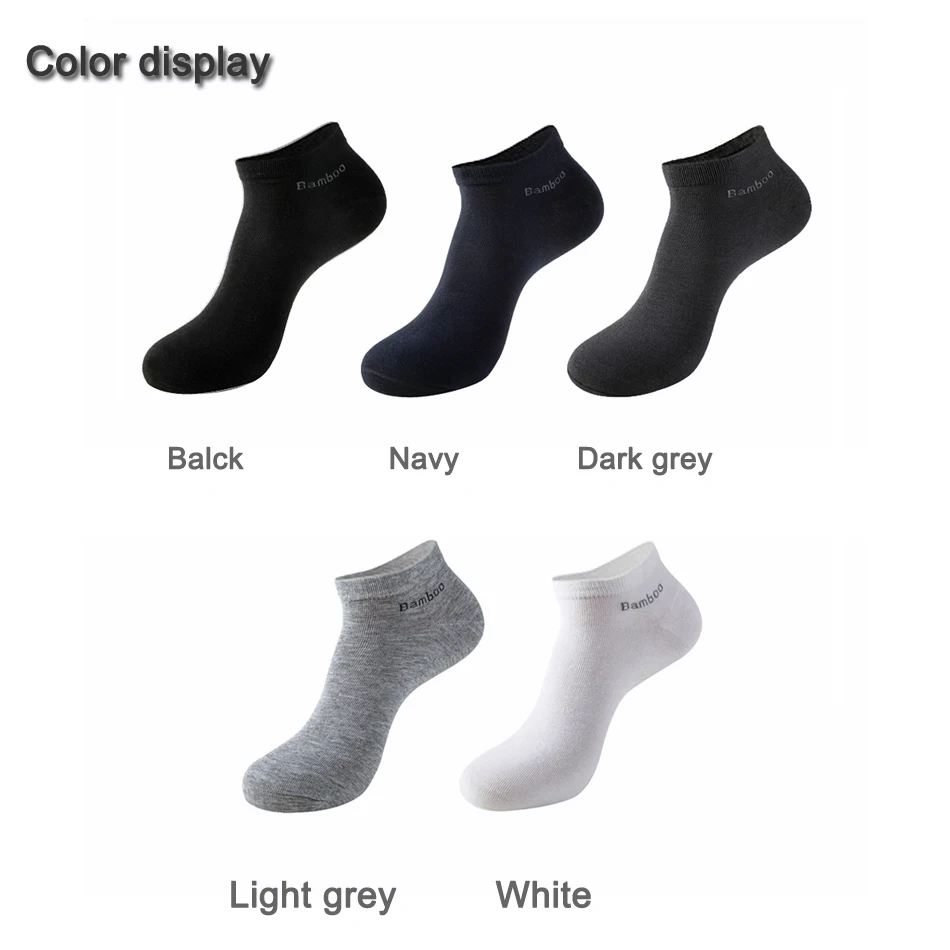 10 Pairs / Pack Men\'s Bamboo Fiber Socks Short High Quality New Casual Breatheable Anti-Bacterial Man Ankle Socks Men