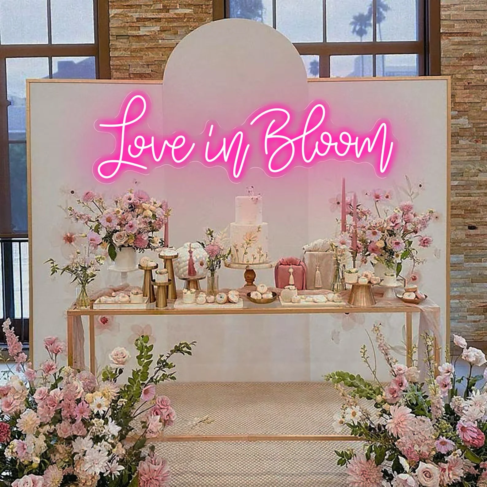 Love in Bloom Neon Sign, Custom Wedding Neon Light Promposal Sign, Led Light Sign for Wedding Backdrop, Handmade Wedding Decor