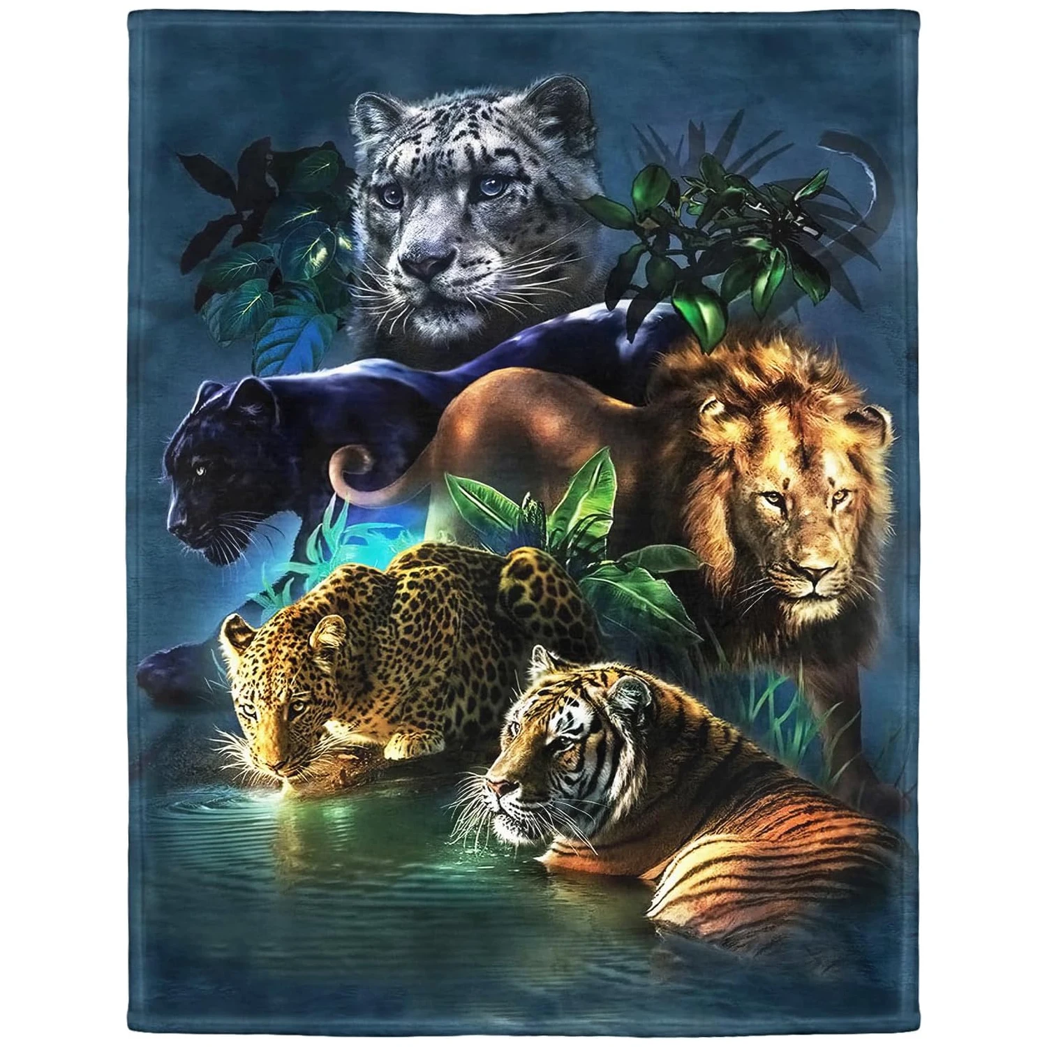 Jungle Animals Blanket Soft Fluffy Fleece Throw for Sofa Bed Tiger Leopard Lion Customized blankets