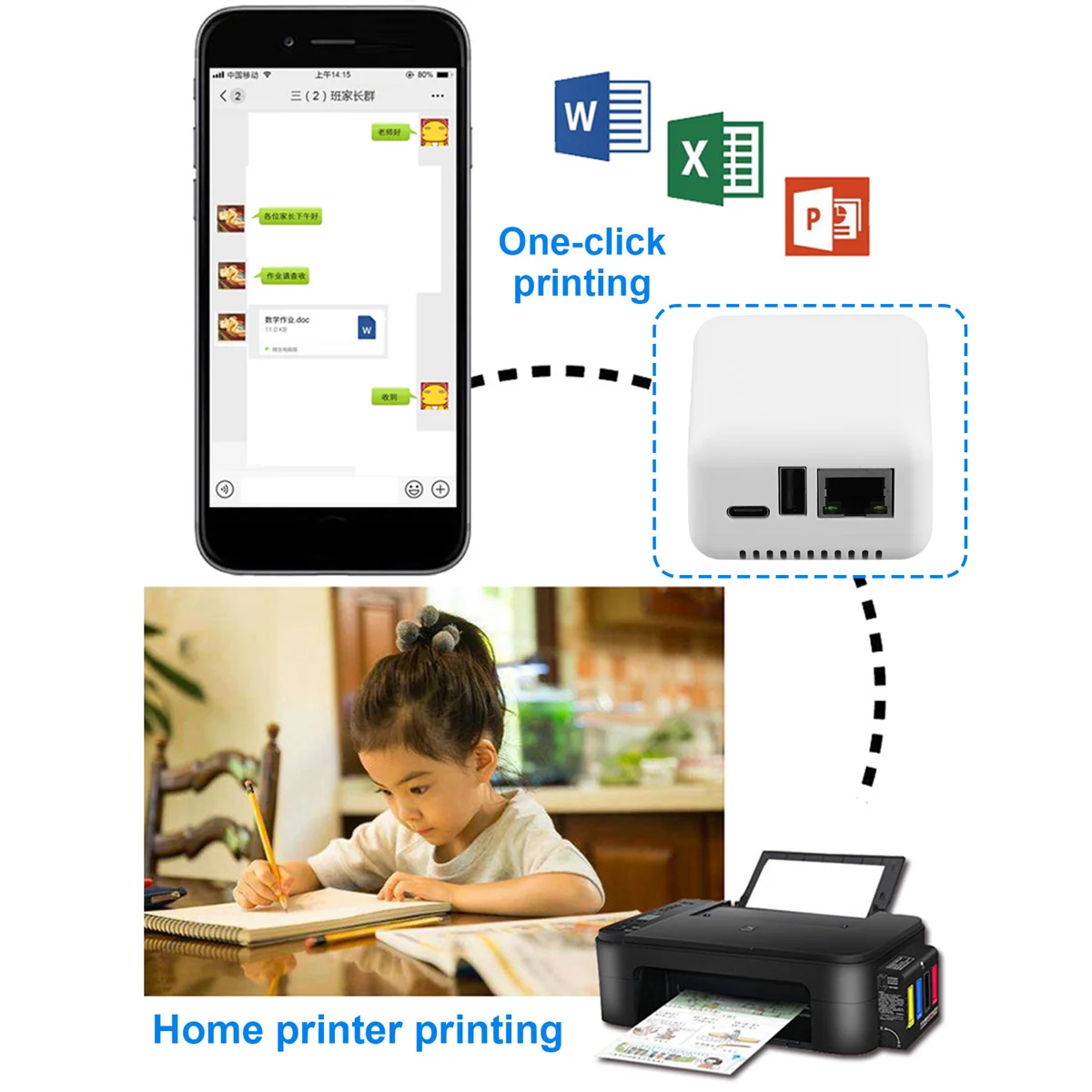 【Buy&It$Now】P330 Mini Print Server USB 2.0 Cable Connection Easy Printing,Mini NP330 Cloud Printing Print Server