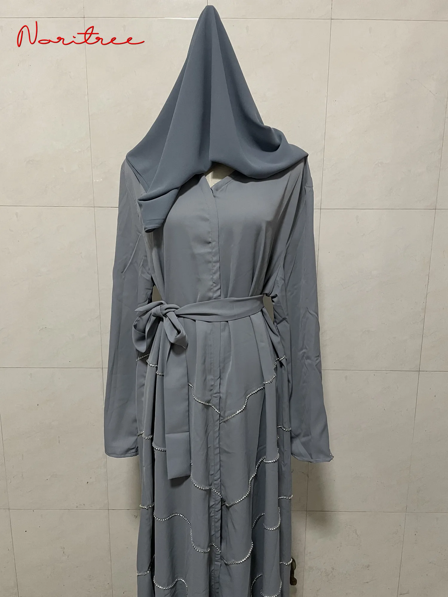 Feito à mão Diamante Beading Vestido Muçulmano, Longo Abayas Robe, Extravagante Vestido Maxi, Elegante Francês, Modéstia Vestido Islâmico, Ramadan e