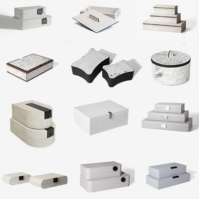 Kotak Penyimpanan Organizer Mewah Kulit Tenun Kotak Penyimpanan Perhiasan Persegi Panjang Kulit Desain Sederhana Modern