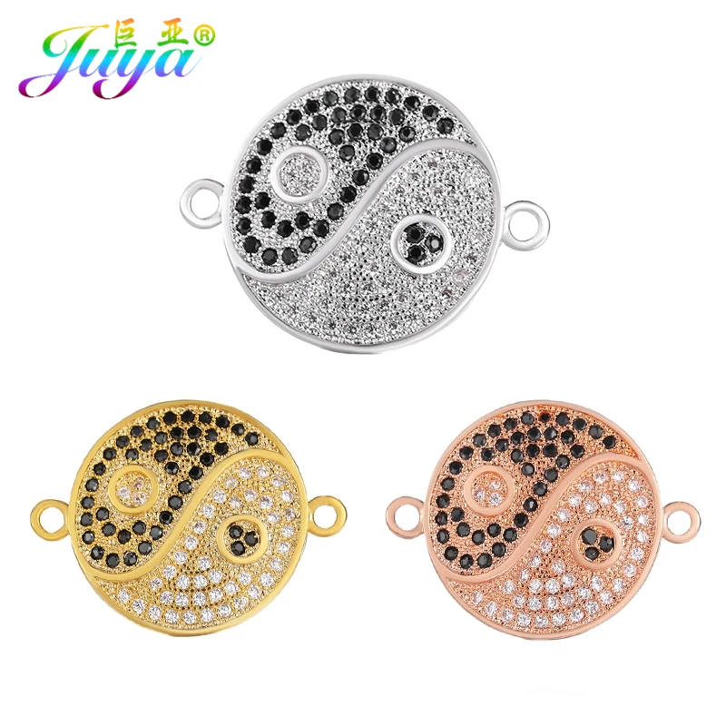 Juya 18K Gold Plated Decorative Yoga Om Star of David Hamsa Dragon Yin Yang Charms Connectors For DIY Talisman Jewelry Making