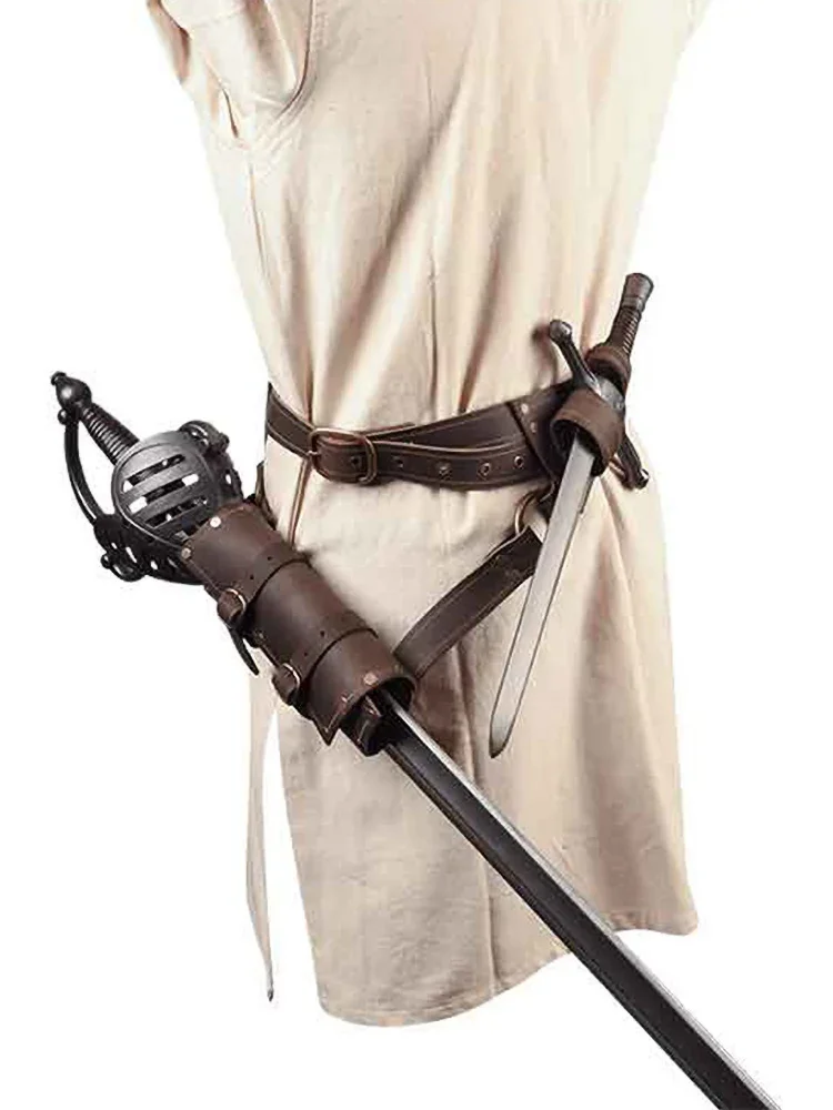Middeleeuwse Ridder Zwaard Riem Taille Schede Pu Lederen Schede Larp Rapier Dolk Houder Cosplay Samurai Warrior Combat Mannen
