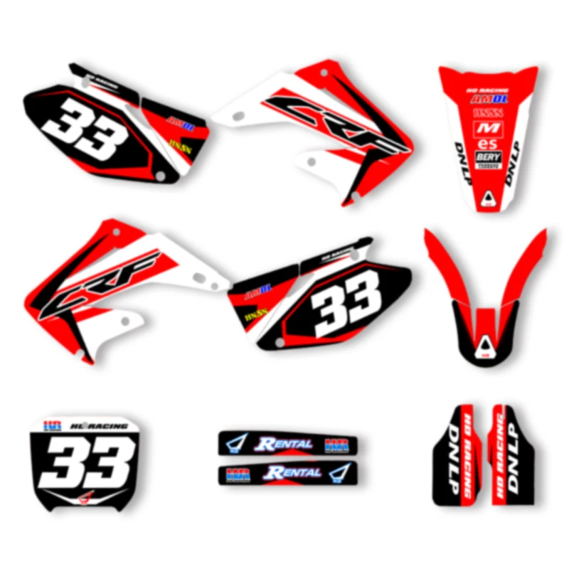 

DSMTECH Motorcycle Graphics Background Decal Stickers Kits for Honda 2002 2003 2004 2005-2012CR 125 250 012