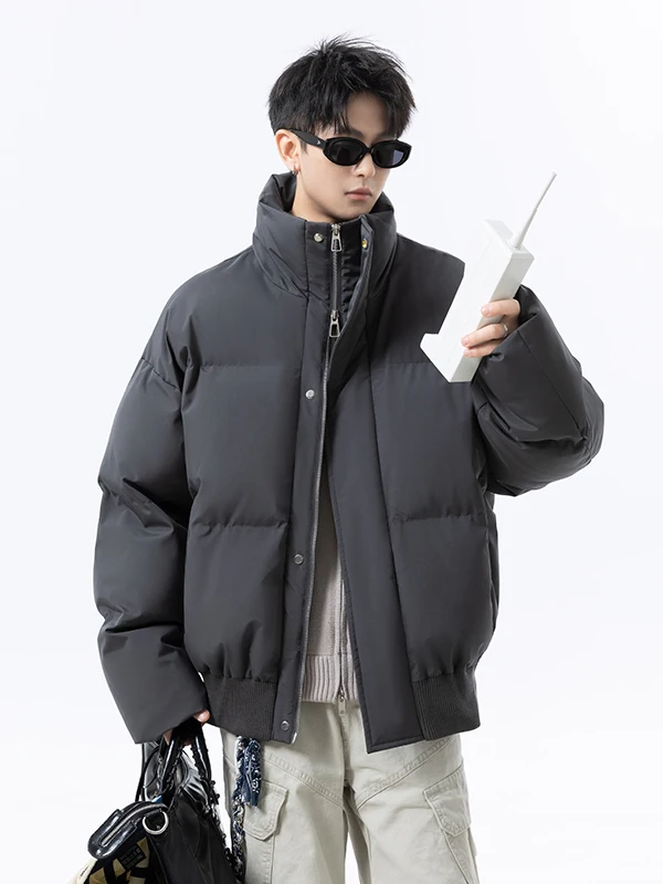 

Winter Thiened ort Cotton Jaet Men's Stand Collar Bread Sle Warmth Outerwear Wal Casual Faion Polyester Fiber