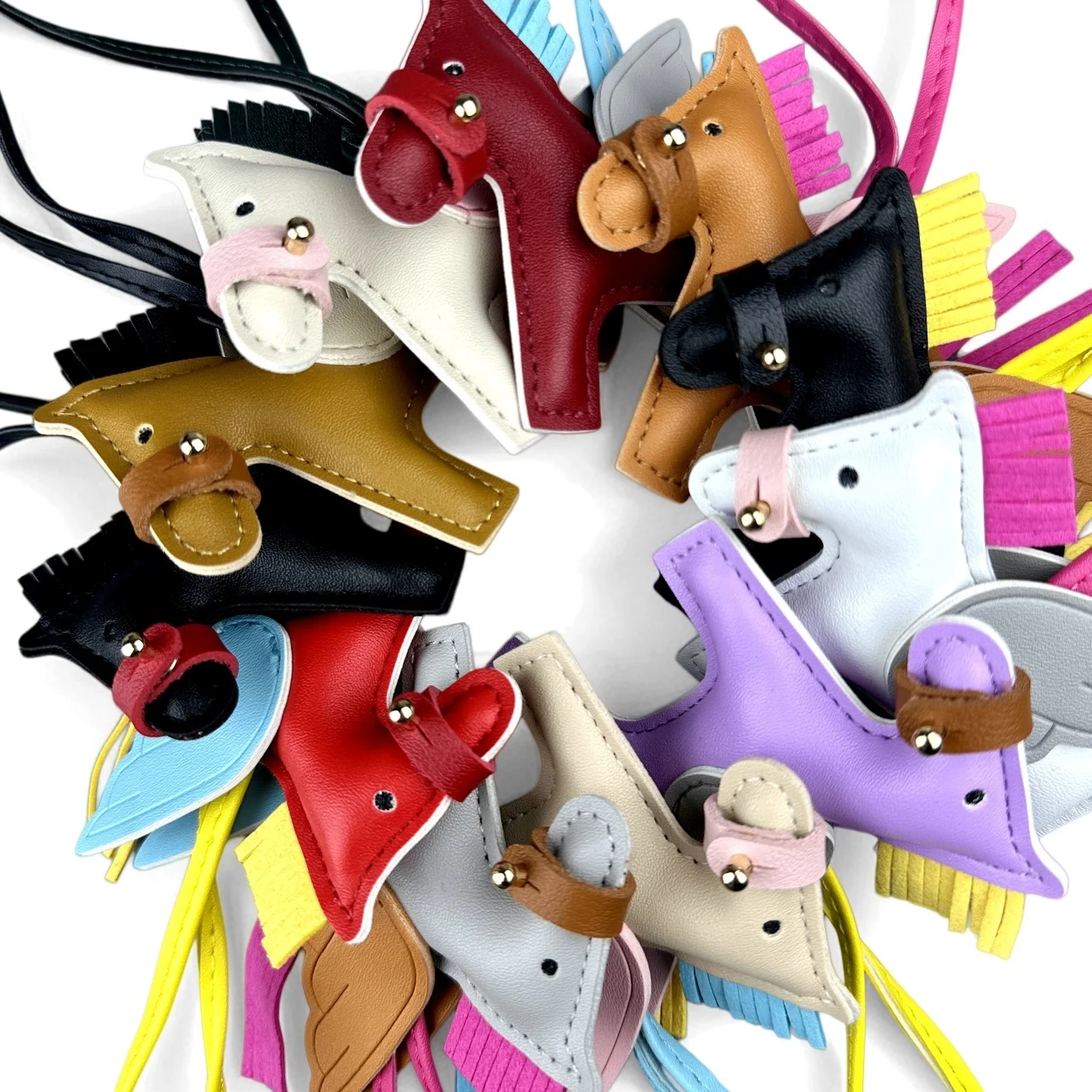 Elegant Winged Pony Keychain with Detachable Mouth Strap | Hand-Stitched Premium PU Leather Bag Charm with Plush Filling, Gift image 4