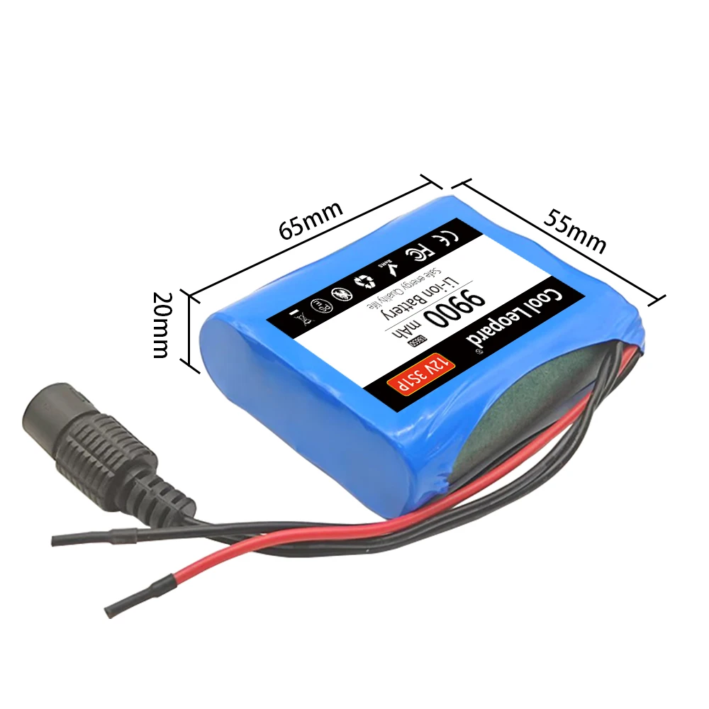 12V 9900mAh 9.9Ah 3S1P 18650 Lithium Battery Pack Built-in BMS DC 12.6V Rechargeable Lithium Ion Battery With Charger