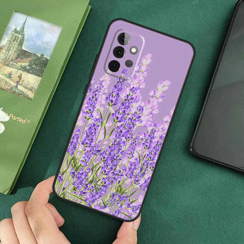 Lavender Purple Flowers Soft Cover For Samsung Galaxy A54 A53 A73 A13 A71 A51 A14 A52 A32 A12 A22 A52S Back Case image 4
