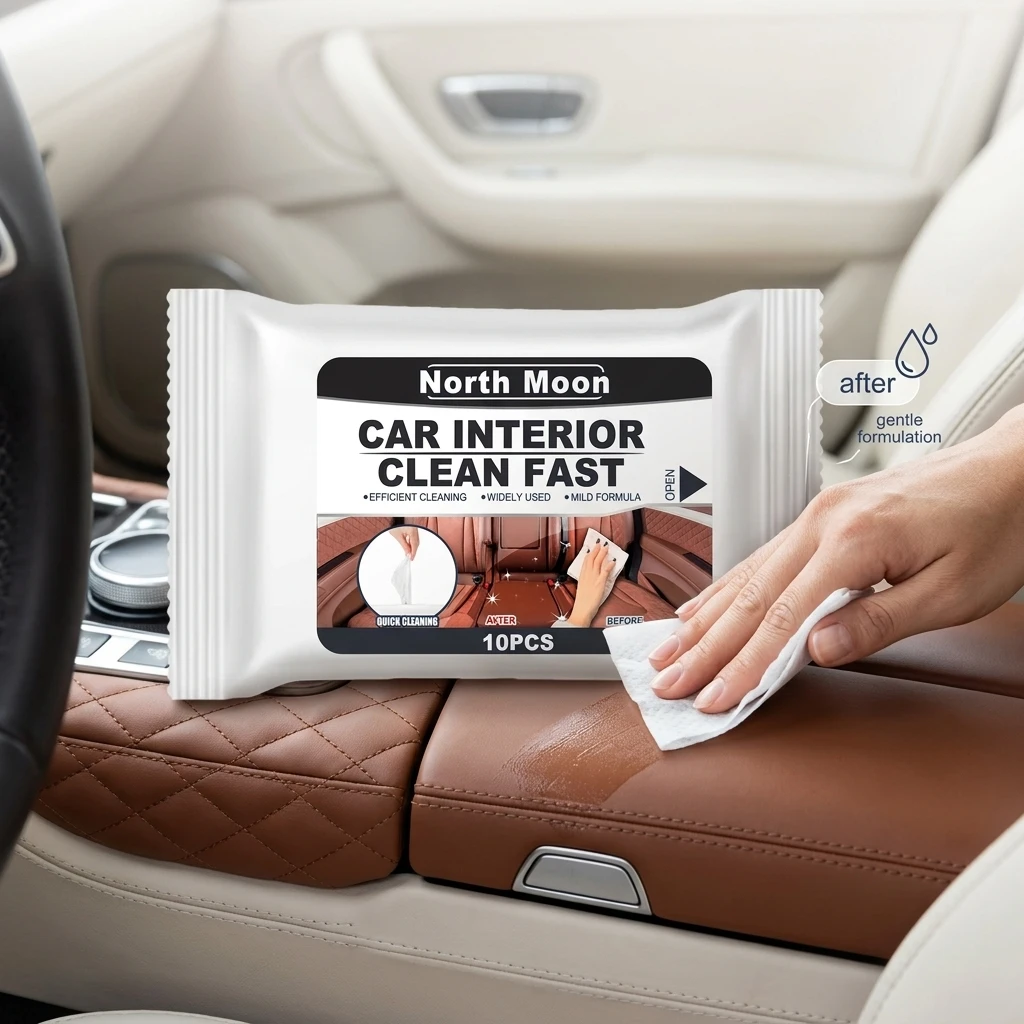 Car Interior Cleaning Wet Wipe Removes Dust Stains Restores Shine Leather Nursing Brightening Waterless Car Seats Cleaning Wipes