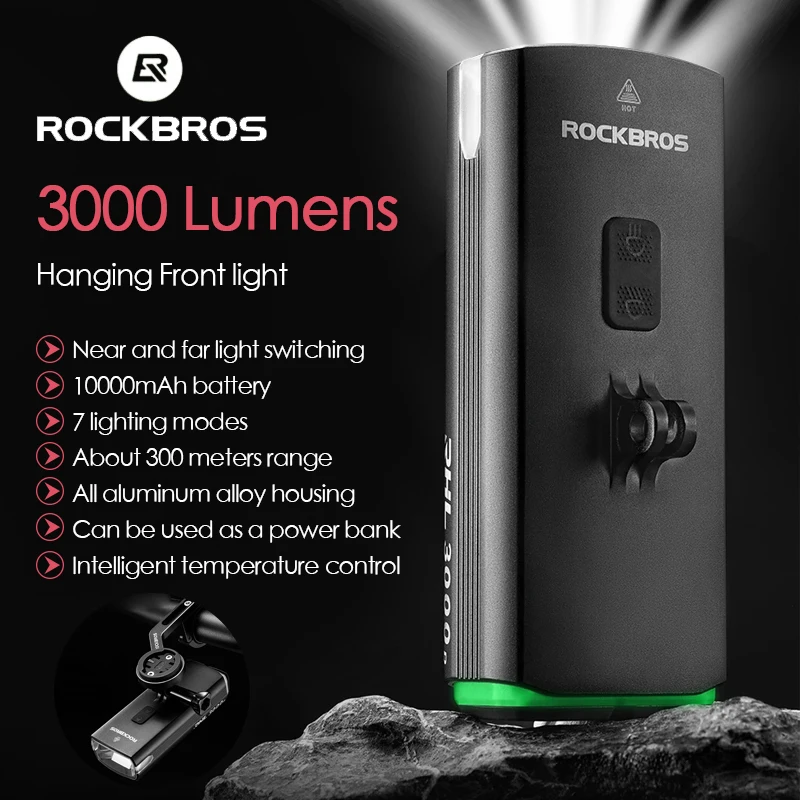 

ROCKBROS 3000LM Bike Light High Brightness Front Bicycle Lamp 6 Modes Adjustment Flashlight for Bicycle Led Lights Rechargeable