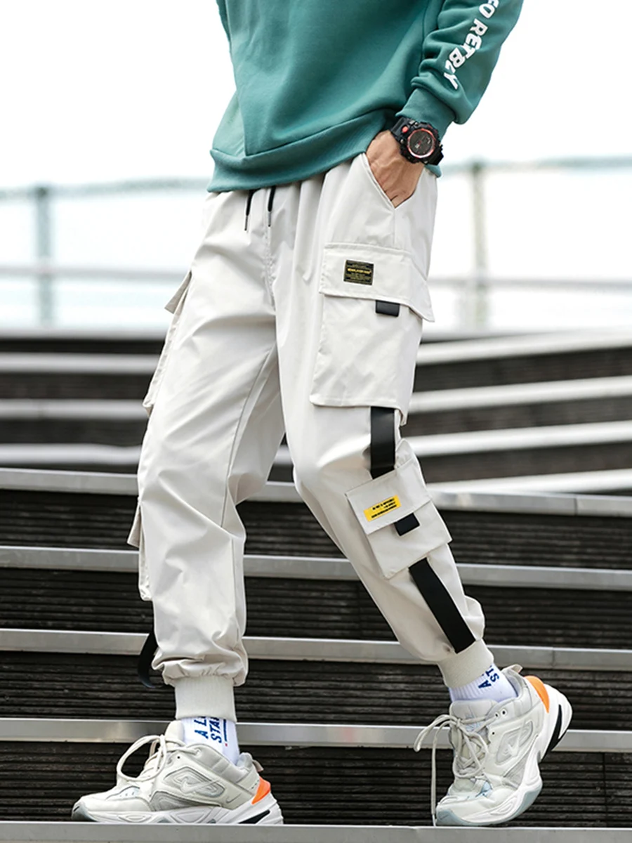 

Trendy Loose Casual Workwear Pants for Men Spring Autumn New Sle Youthful Elastic Waist Pure Color ket Detail