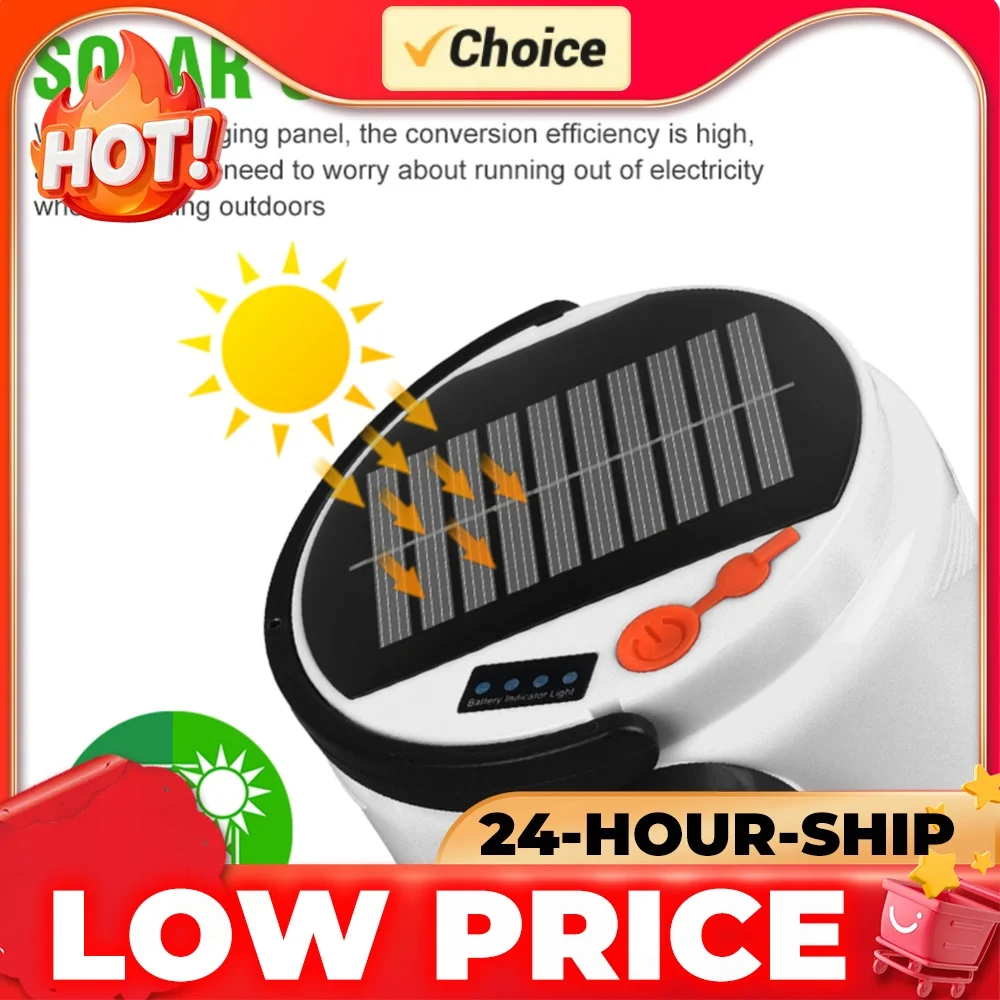 LED Solar Decorative Hanging Lights Power Display Hanging Camping Tent Lights with Hook USB Rechargeable Outdoor Travel Lighting