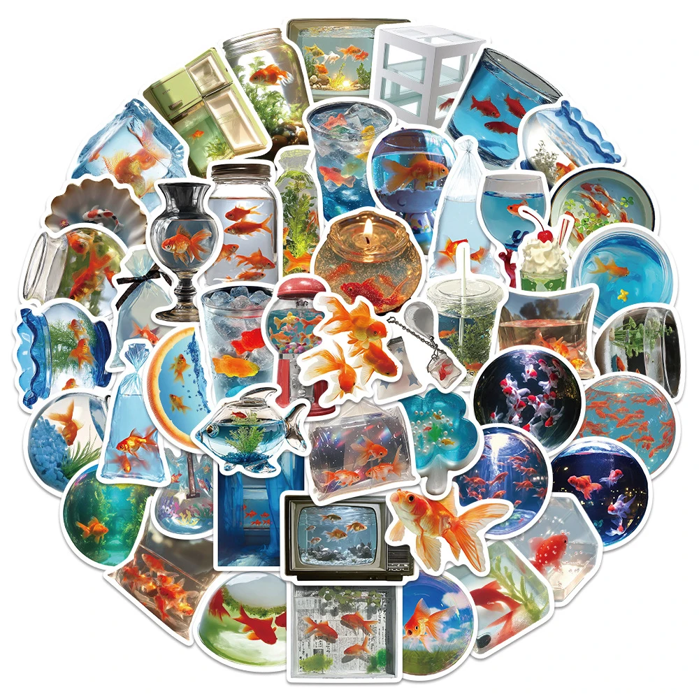 10/30/50pcs INS Style Cute Goldfish Cartoon Stickers Waterproof Graffiti Luggage Helmet Motorcycle Funny Decoration Sticker Pack