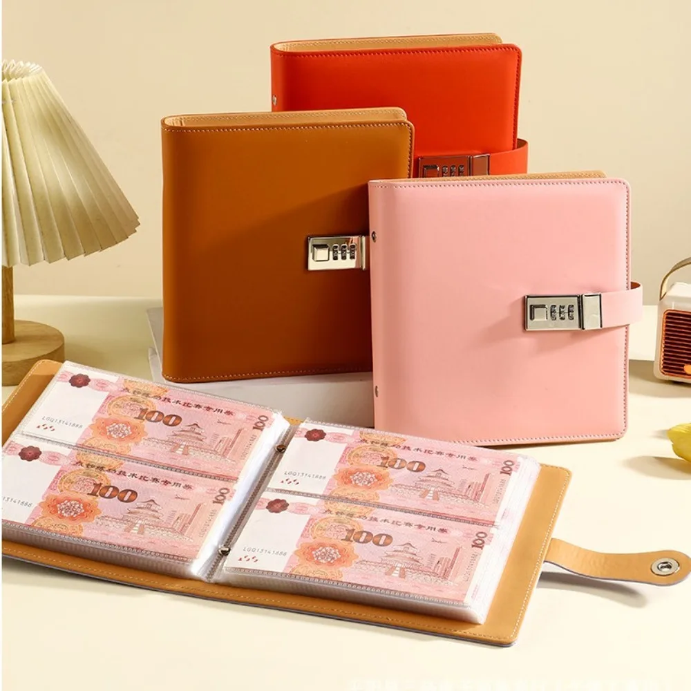 Password Lock 100 Envelopes Money Saving Challeng Couple PU Savings Book Large Capacity Reusable Budget Binder Savings Challenge