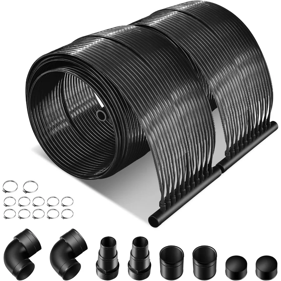Chauffe-piscine solaire 2,5 pieds x 10 pieds pour piscines hors sol et creusées, chauffe-piscine résistant aux intempéries, système de chauffage à panneau solaire noir