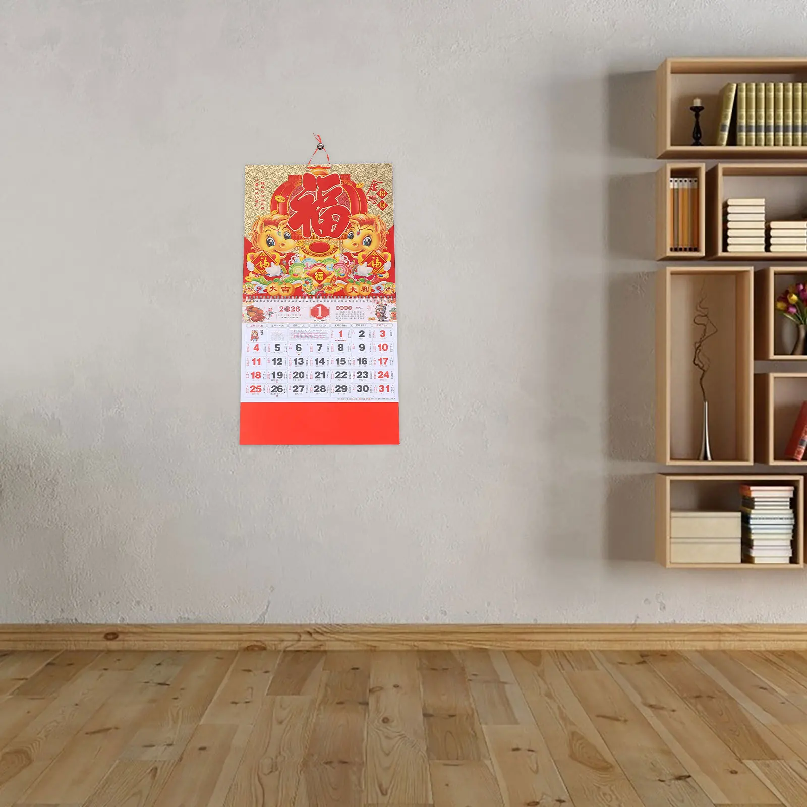 Chinese Zodiac Horse Year Wall Calendar 2026 Traditional Monthly Tear- Planner Lunar New Year Decoration