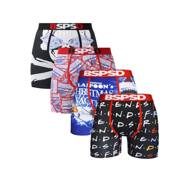 

4Pcs Sexy Men Underwear Boxers Print Man Underpants Swimming Breathable Panties Lingerie Plus Size S-XXL Men Boxer Briefs Trunks