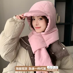 Winter Windproof Hat Bib Cap Scarf One Female Fall Winter Protection Warm Winter Hat Russian Hat Ear Protection Outdoor M568