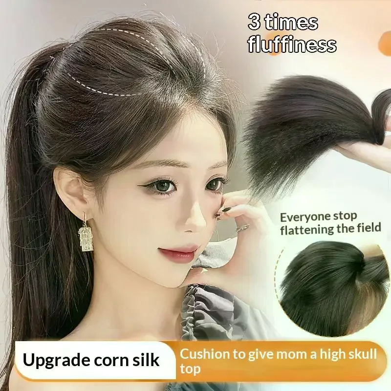 Invisible Synthetic Hair Piece Fluffy Natural Hair Extensions Corn Silk High Crown Topper Increase Sales Volume For Women