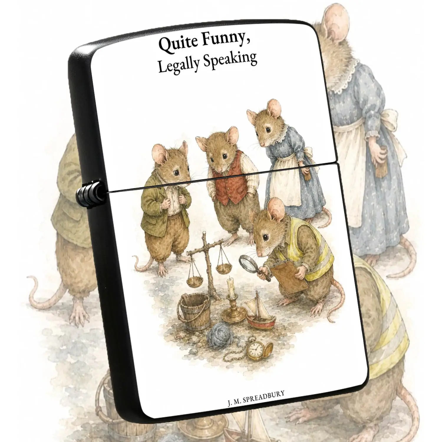 Vintage Watercolor Mouse Detective Themed Portable Decor, Exquisite 