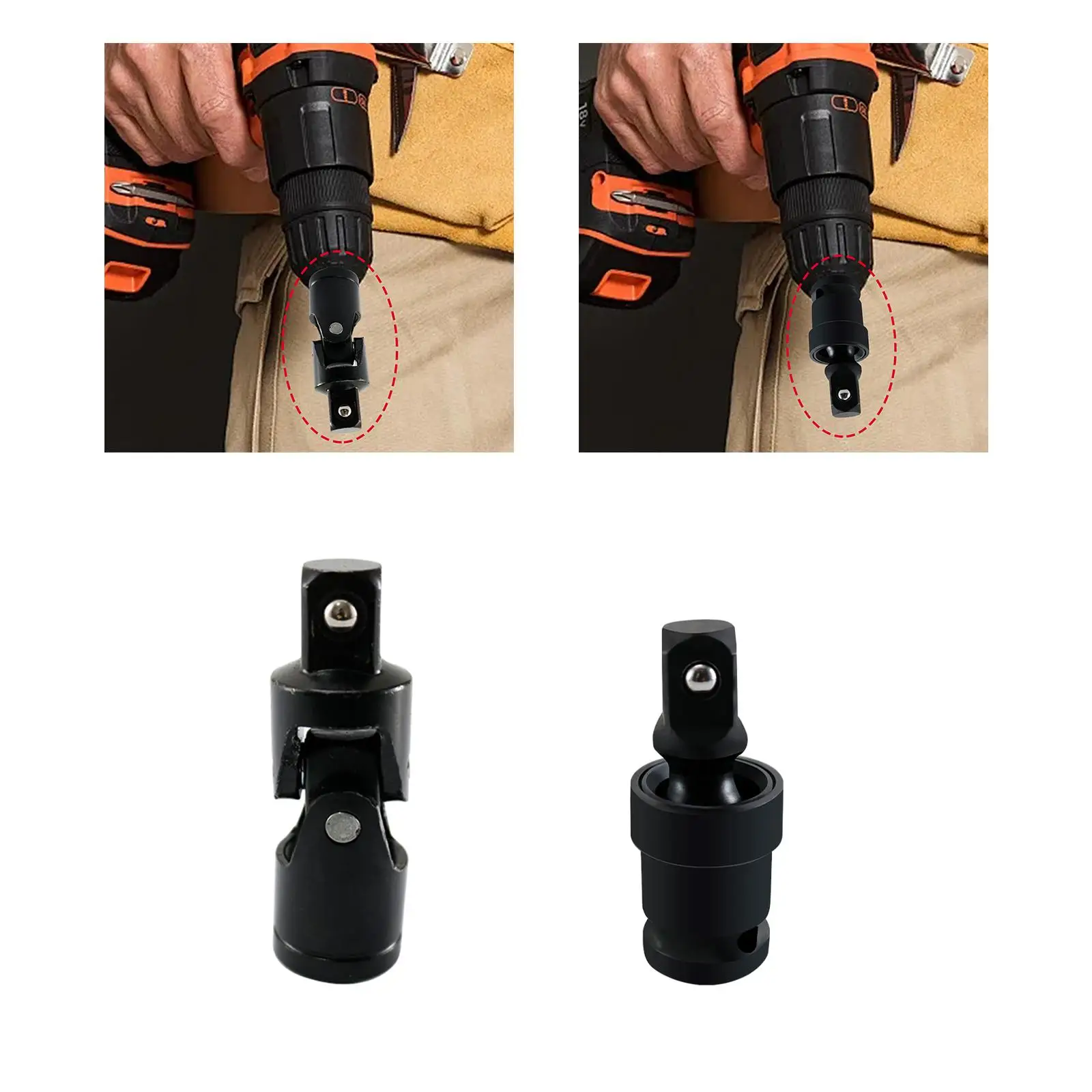 

360 Degrees/90 Degree Socket Adapter Adjustable Elbow Extension Sets Steel Universal Joint Swivel Impact Universal Joint