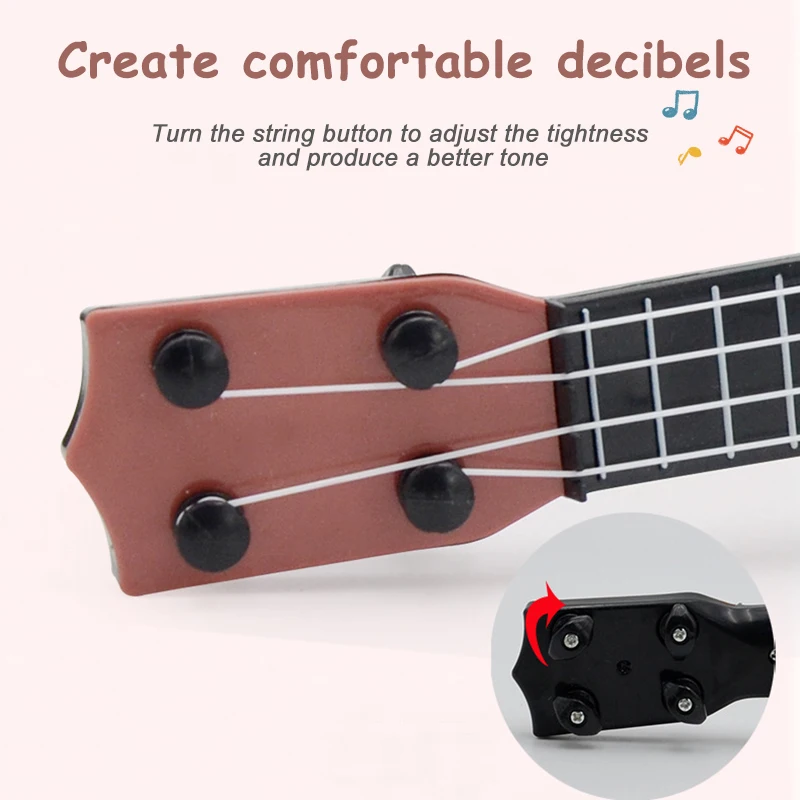 Mini Ukelele de grano de madera de simulación para niños, guitarra clásica, juguetes, instrumento Musical, juguete educativo de cultivo de interés