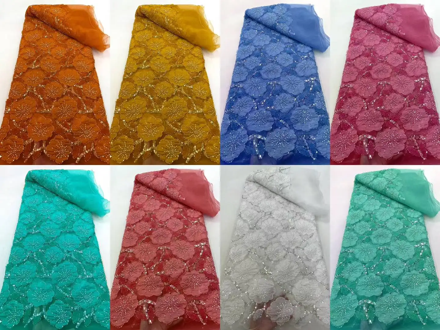 

Hot Sales 5 Yards African Groom Lace Chiffon Fabric 2025 Latest Nigerian Sequins Groom Tulle Lace for Women Party Dress Wedding