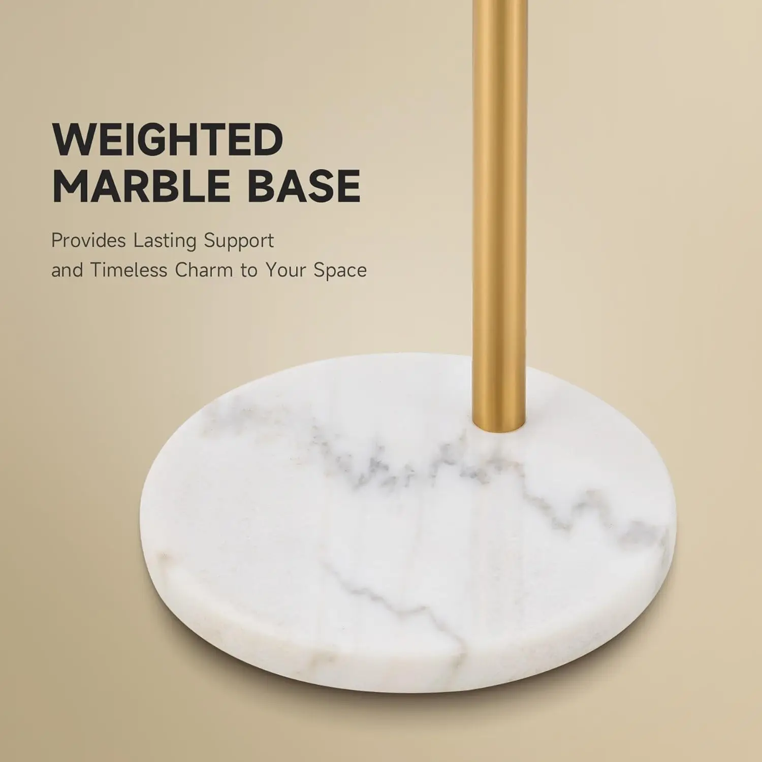 Modern Arc Floor Lamp with Adjustable Shade and Marble Base, LED Bulb Included for Living Room Lighting