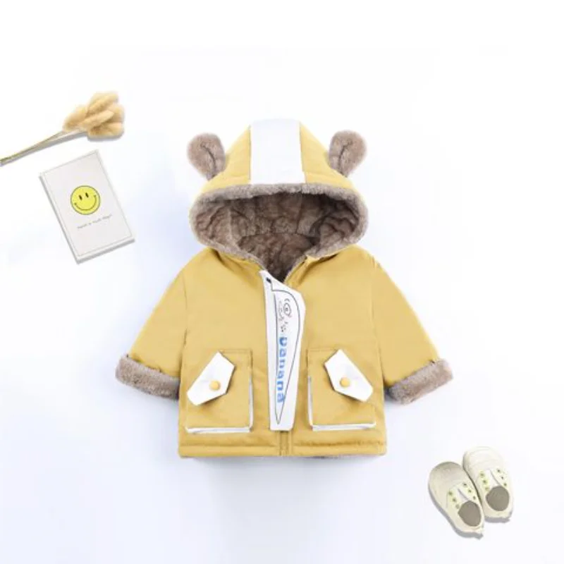 

Boys' Padded Coat with Velvet and Thick Winter Coat Baby Coat Children's Padded Jacket Baby Cotton-padded Jacket Warm Coat