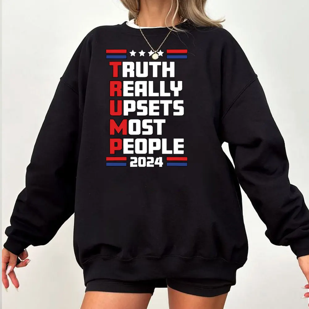 Trump 2024 Hoodie Pullover Sweatshirt for Men Donald Trump Hooded Shirt Black Long Sleeve Hoody Clothes