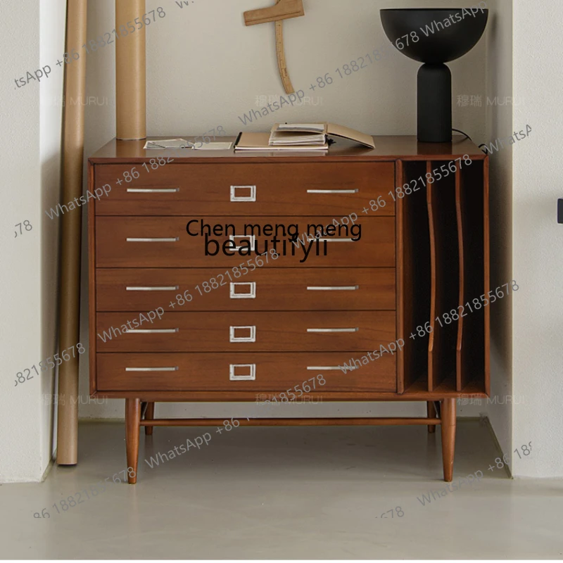 

Retro Style Chest of Drawers Solid Wood Locker Living Room Sideboard Cabinet Bedroom Storage Cabinet