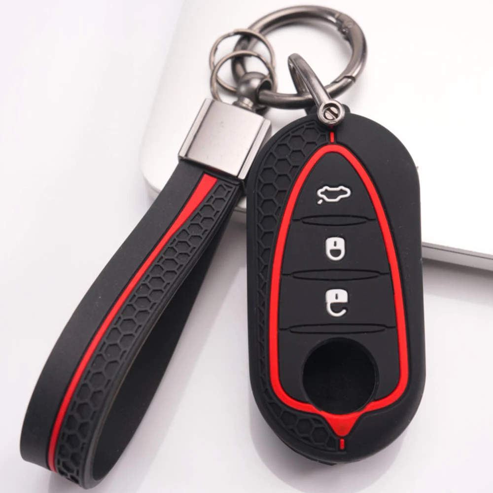 Key Fob Case With Keychain For Alfa Romeo Giulietta MiTo 159 Brera Spider Giulia Stelvio GT 147 156 166 4C Tonale