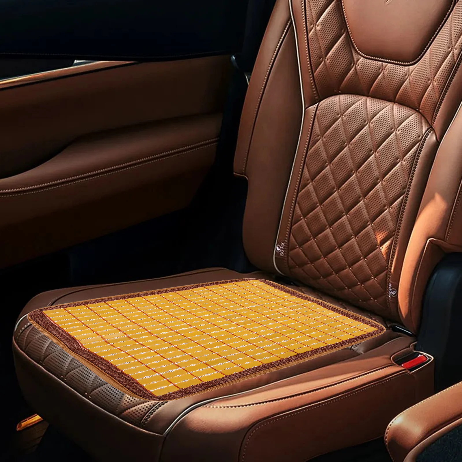 

Cool Seat Pad Car Cushion Summer Bamboo Mat Breathable Design Temperature Reduction Refreshing Season Fashionable