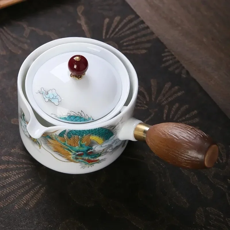 

Новый стиль, керамический стеклянный чайник, китайский чайник Gongfu, вращающийся на 360° чайник, автоматический чайник с одним горшком для чая
