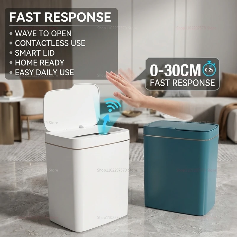 Eco-Friendly 15L Automatic Touchless Trash Can Non-Contact Smart Sensor Waste Bin Electronic for Bathroom Kitchen