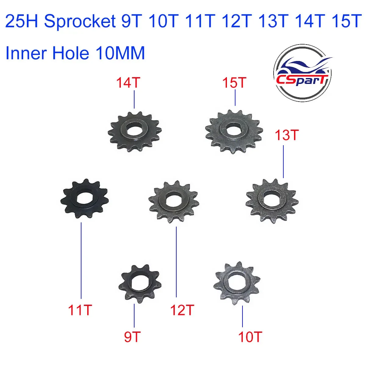 9 10 11 12 13 14 15 Tooth 9T 10T 11T 12T 13T 14T 15T 25H Oval 10MM  Razor EVO  IZIP Gear Sprocket 500W 800W 1000W Scooter Motor