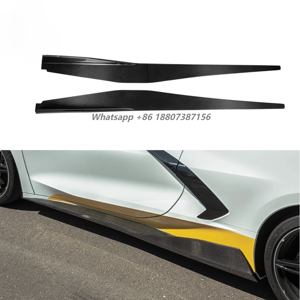 

High End Auto Parts Car Body Kit Upgrade Advanced 240g 3k Carbon Fiber Side Skirts for Corvette C8