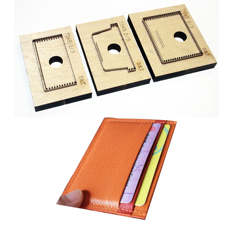 Japan Steel Blade 3pcs/set mould DIY leather card holder bag set hand punch tool knife mould wooden die Leathercraft Tool set