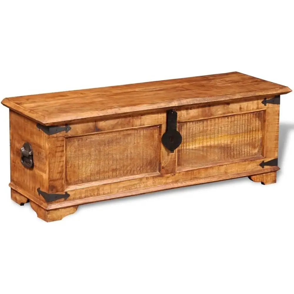 

Mango Wood Storage Chest with Bench and Ottoman, Suitable for Hallway, Bedroom, Living Room, and Entryway
