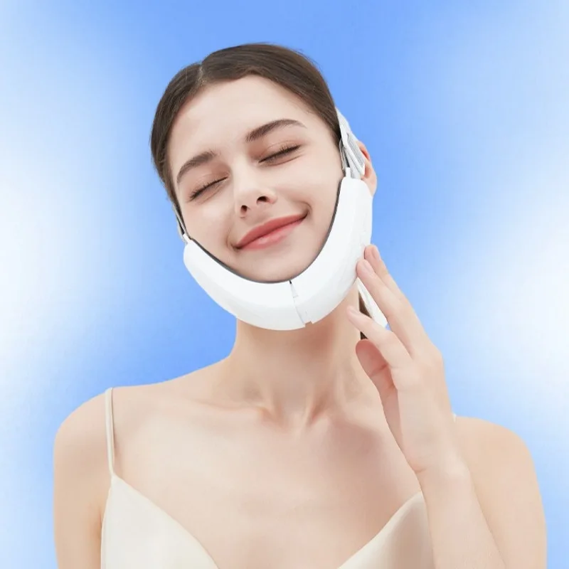 

Electric Face Contouring Device with Double Chin V Shape Lift Belt, Hot Compress and Vibrate Massager - Remote Control Included