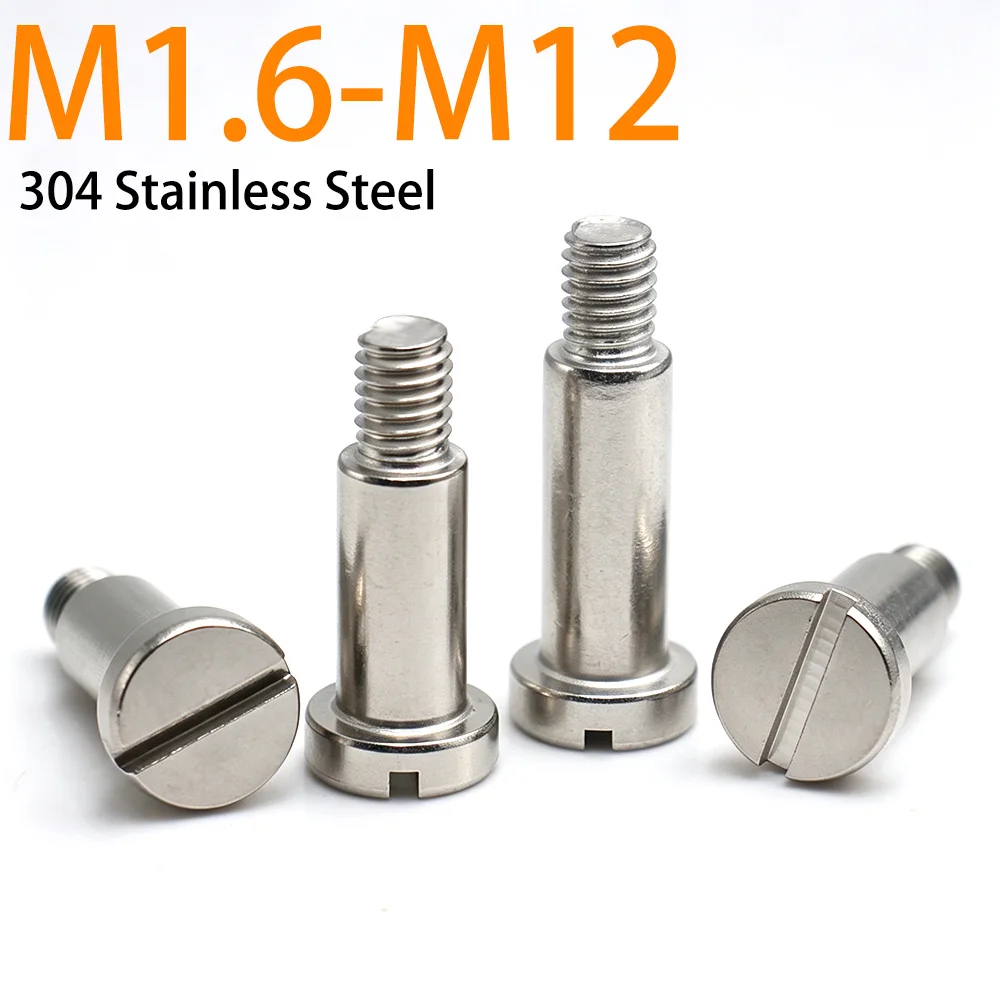 304 Stainless Steel Slotted Shoulder Screws Stripper Bolts Cylindrical Metric Limit Screws M1.6 M2 M2.5 M3 M4 M5 M6 M8 M10