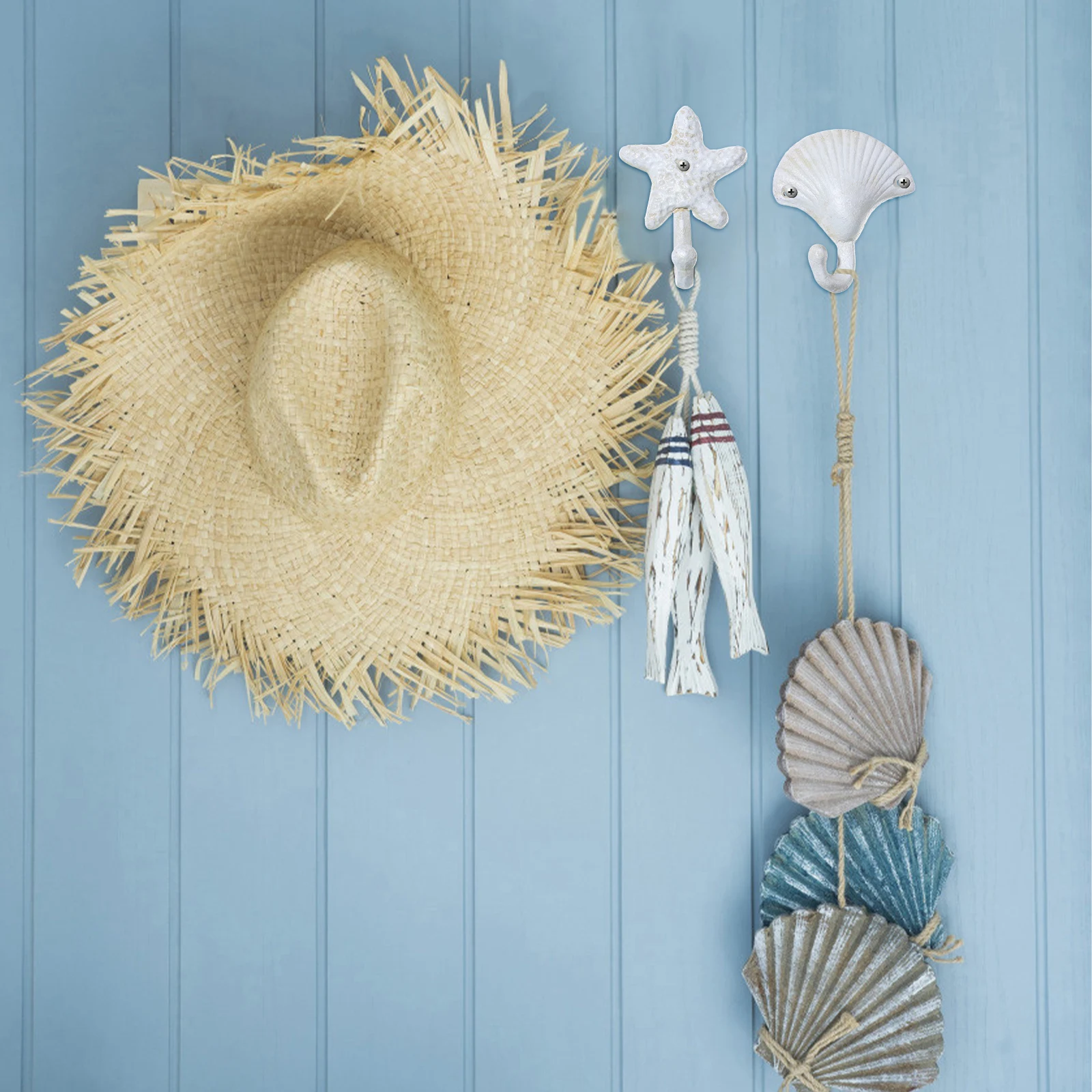 

3pcs Wall Hooks Iron Sea Scallop Bathroom Kitchen Entryway Decor Home Accessories