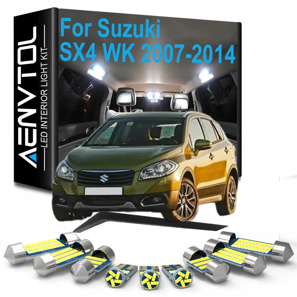 9-teiliges Canbus LED-Innenbeleuchtungs-Set mit Kennzeichenleuchte für Suzuki SX4 2007 2008 2009 2010 2011 2012 2013 2014 Kofferraumbeleuchtung