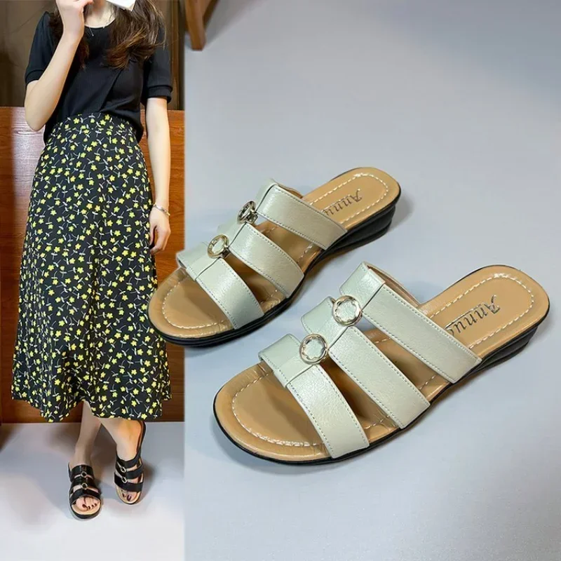 Women Summer Wedges Slippers Female Open Toe Flip Flops High Heels Sandals Design Dress Casual Slides