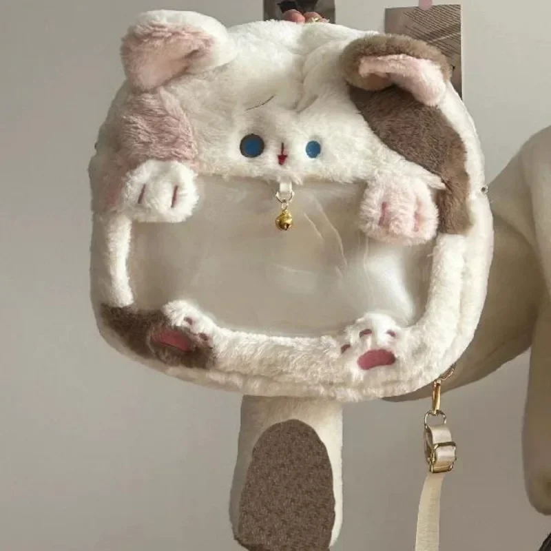 Xiuya Plush Cat Womens Shoulder Bag Fluffy Cute Japanese Fashion College Style Backpack Kawaii All-match Female Crossbody Bag image 5