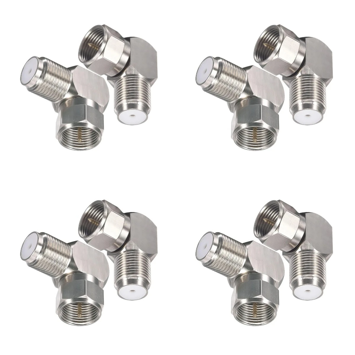 8 PCS RG6 Coaxial Cable Connector Set - F-Type Adapters & Right Angle Connectors