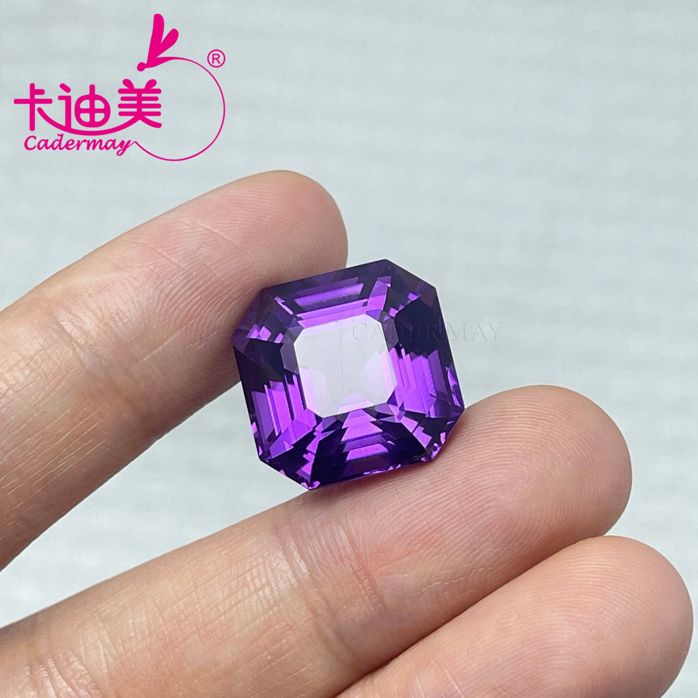 CADERMAY Octangonal Shape Natural Amethyst Loose Stone With GRC Certificate  Beads For Jewelry Making