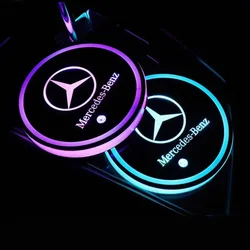 For Mercedes Benz C260 W204 W205 W211 W212 W190 Auto Interior Atmosphere Light Coaster LED Illuminated Car Water Cup Coaster